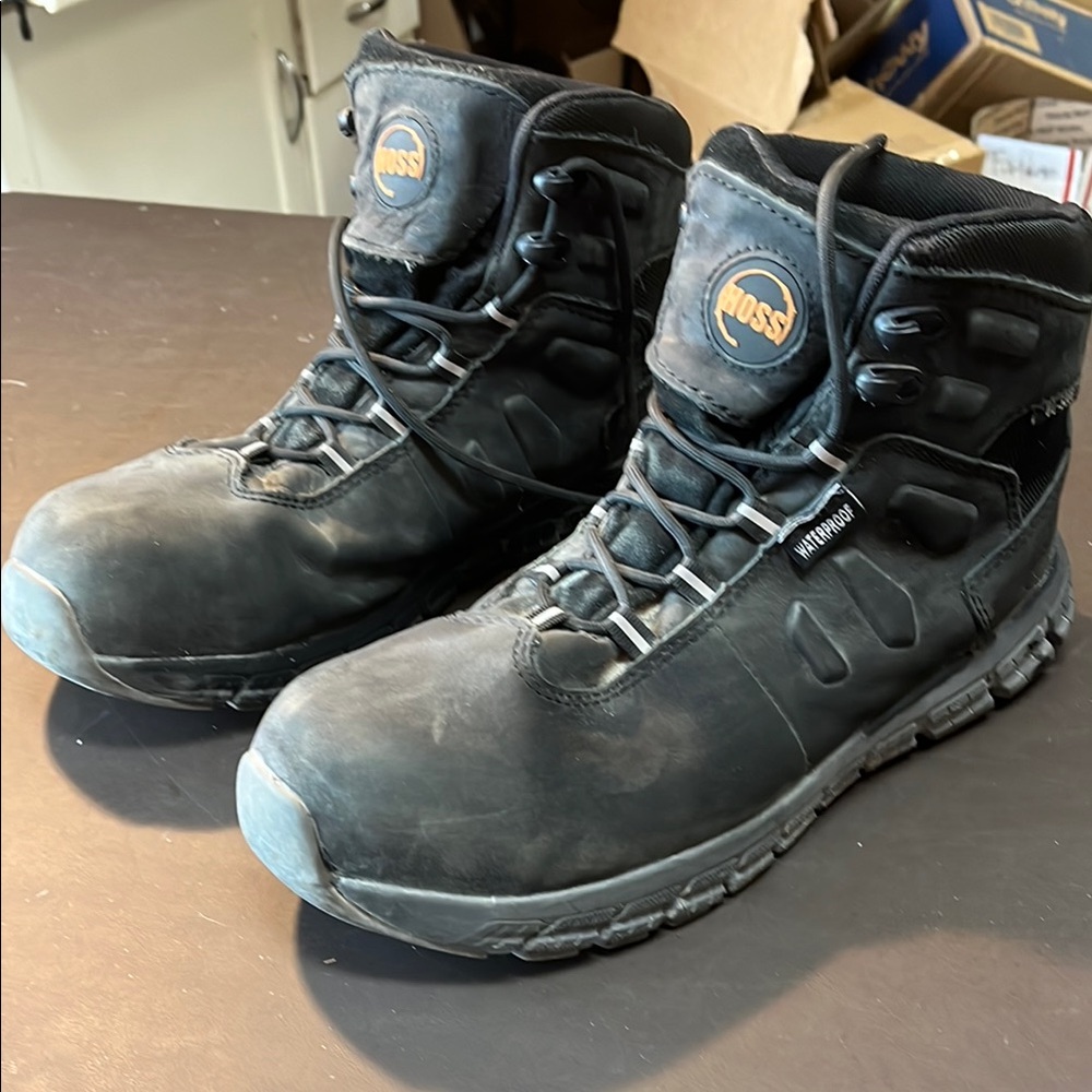 Hoss steel toe waterproof Black Work Boots 11W